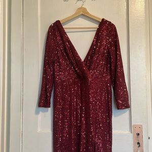 Dark Red Sequin Dress